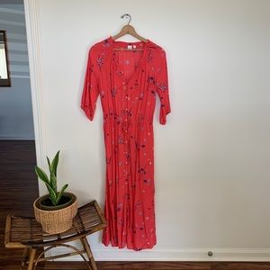 NWOT Gap red maxi floral dress sz S